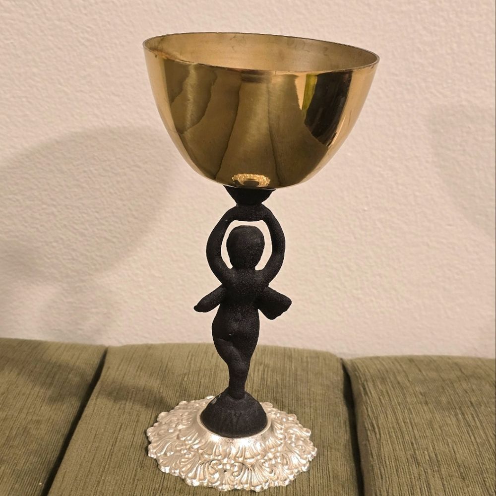 Vintage Gothic Metal Chalice Incense Candle Holder
